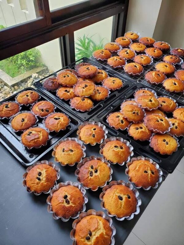 image of a rack of oven fresh Tortas from Sweet Label, cooling before packing for delivery to customers all over the United States, shipping from Clearwater, Florida