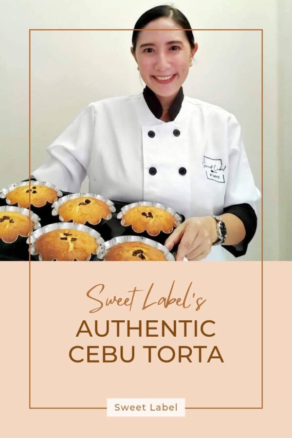 image of MJoyce, the matriarch and head Chef of Sweet Label holding her famous Cebu Tortas